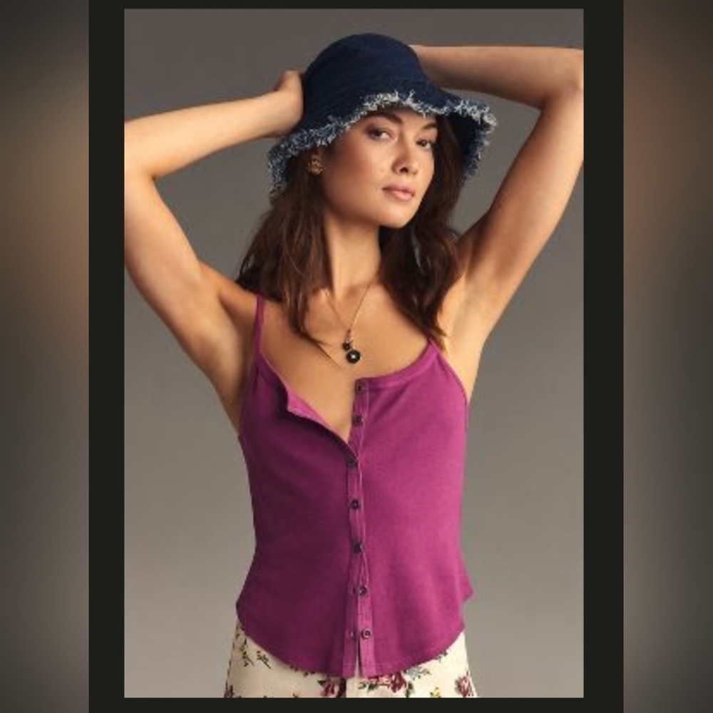 Anthropologie Button-Down Purple Cami Tank Top